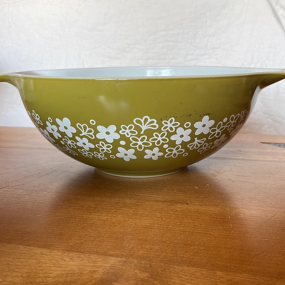 Pyrex Vintage Pretty Spring Blossom Green Bowls. Good Vintage Used Condi…